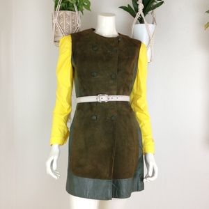 SOLD // Vintage Mod Block Leather and Suede Jumper